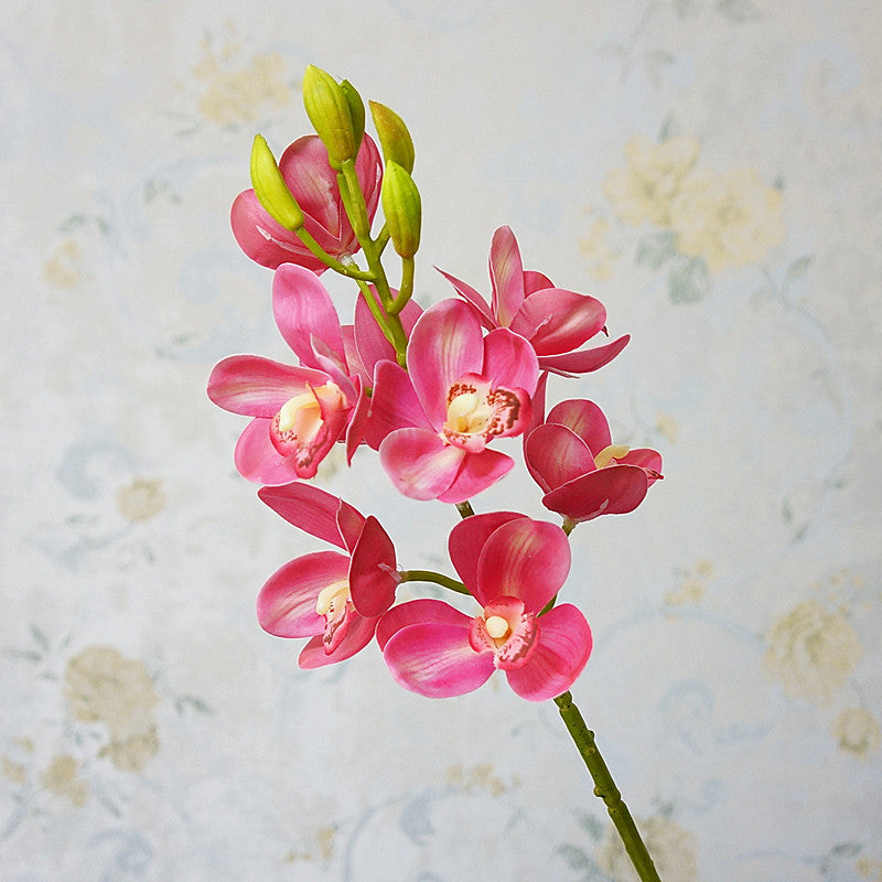 3D Realistic 8-Head Peach Blossom Orchid – Lifelike Silk Flower Arrangement for Home Decor, Wedding Decorations, and Photography Settings