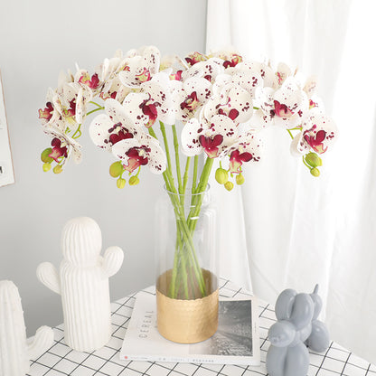 Lifelike Touch 3D Printed 5-Head Orchids - Stunning Indoor Fake Flower Arrangement for Office & Home Decor