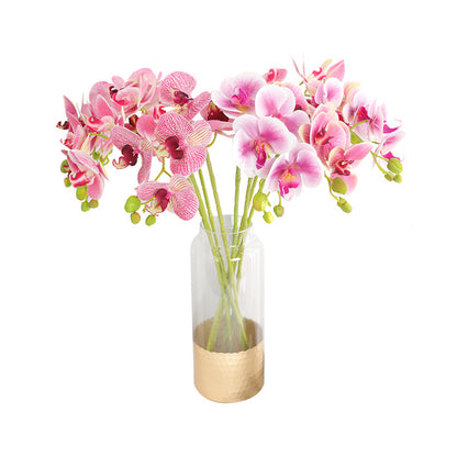 Lifelike Touch 3D Printed 5-Head Orchids - Stunning Indoor Fake Flower Arrangement for Office & Home Decor