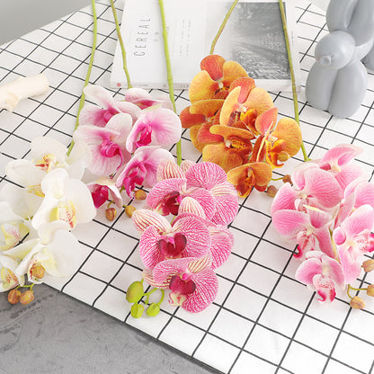 Elegant 3D Touch Artificial Orchid Flowers - 6 Stunning Butterfly Orchids for Home Decor, Zen Tea Room Ambiance, and Tranquil Indoor Spaces