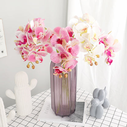 Elegant 3D Touch Artificial Orchid Flowers - 6 Stunning Butterfly Orchids for Home Decor, Zen Tea Room Ambiance, and Tranquil Indoor Spaces