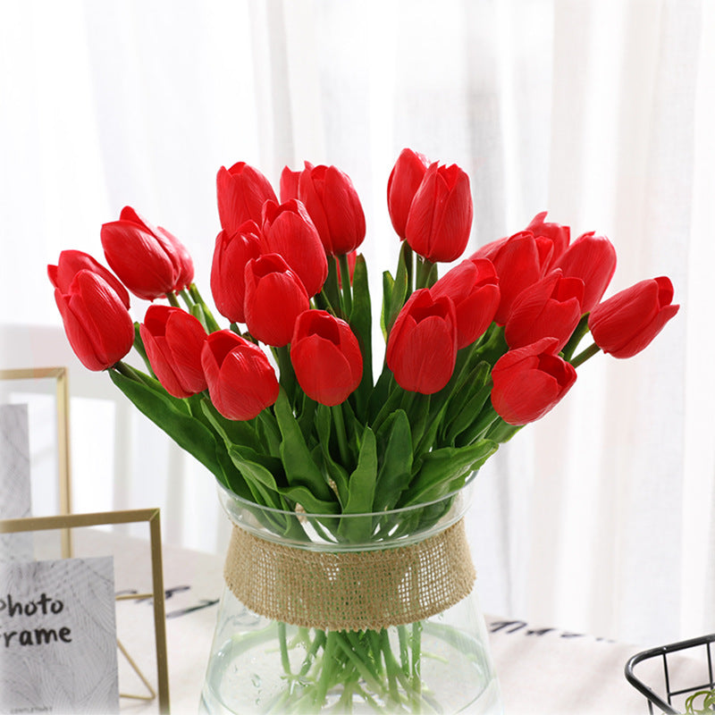 Realistic Mini Artificial Tulips in PU Material – Perfectly Crafted Faux Flowers for Home Décor and Elegant Table Centerpieces