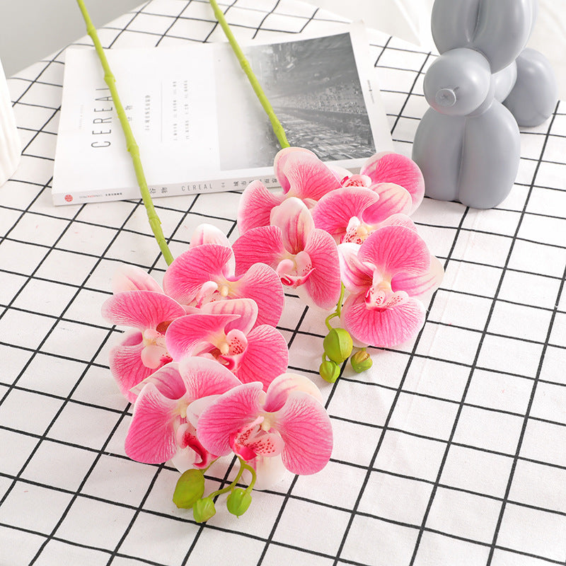 Lifelike Touch 3D Printed 5-Head Orchids - Stunning Indoor Fake Flower Arrangement for Office & Home Decor