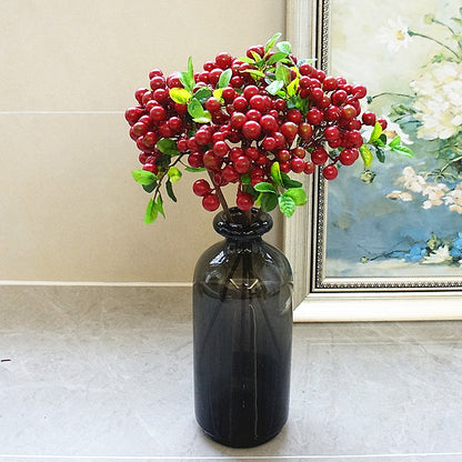 Single Stem Heart-Shaped Berry Foam Arrangement - Perfect for Home Decor and Interior Design - Realistic Artificial Flowers for Stylish Living Spaces