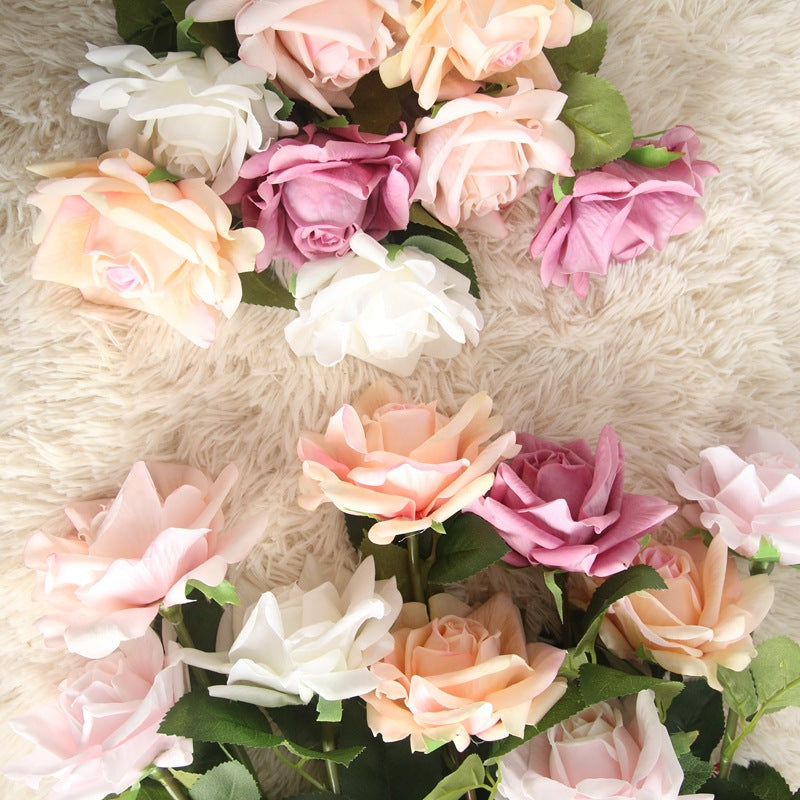 Luxurious Moisture-Feel Faux Rose Flowers for Home Decoration - Perfect for Weddings, Aisle Markers, and Floral Walls - Model MW59995