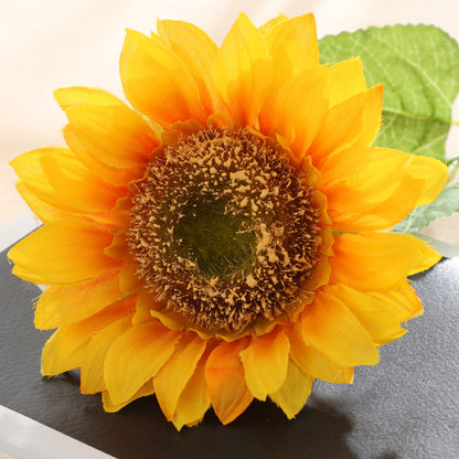 Single-Head 5-Inch Silk Sunflower - Realistic Faux Flower for Wedding and Home Decor - Perfect for Celebrations and Floral Arrangements