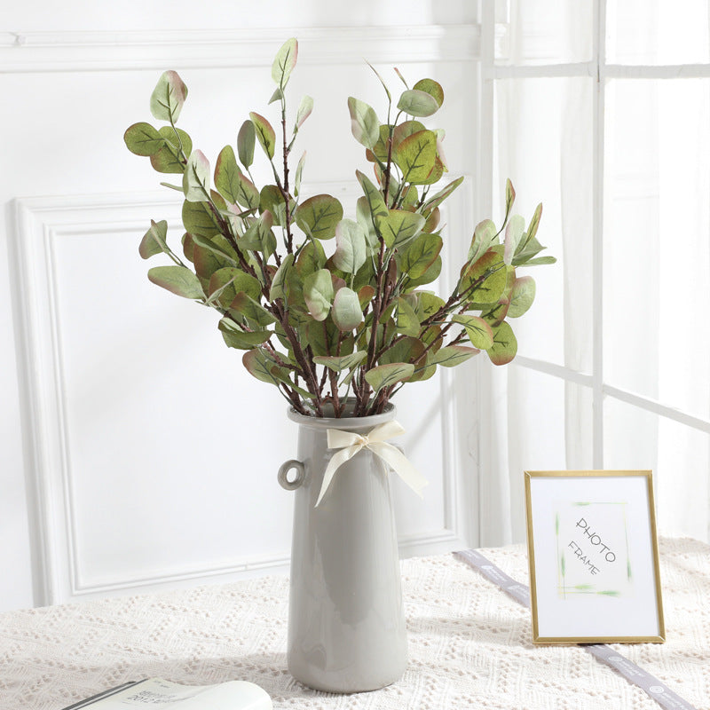 Realistic Faux Eucalyptus Branch with Single Eucalyptus Leaves - Scandinavian Style Home Decor Greenery for Modern Interiors - Perfect for Money Plant Aesthetic