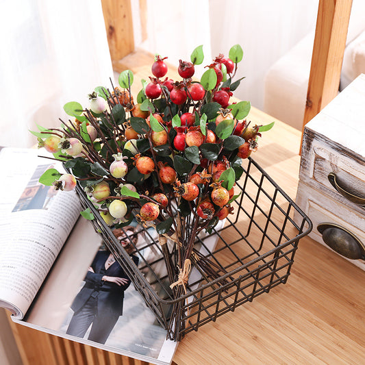 Stunning Artificial Rose Bouquet with Realistic Decorative Fruit – European Country Style Floral Arrangement Perfect for Photography and Home Décor