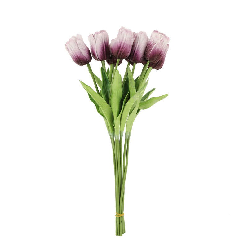 Lifelike Miniature PU Tulip Bouquet - Perfect for Wedding Decor and Home Decoration, No Maintenance Required, Allergy-Free