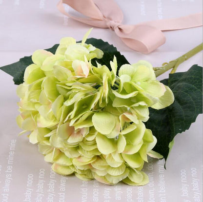 Realistic Hydrangea Single Stem with Two Leaves - Nordic Style Artificial Flowers for Weddings, Event Decorations, and Bouquets