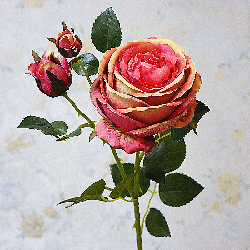 Realistic Triple Head Louis Rose - Stunning Artificial Flower Arrangement for Valentine's Day, Weddings, and Home Decor