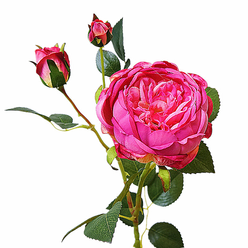 Stunning 3-Head Faux English Austin Rose Bouquet: Perfect for Valentine’s Day, Weddings, and Elegant Home Décor