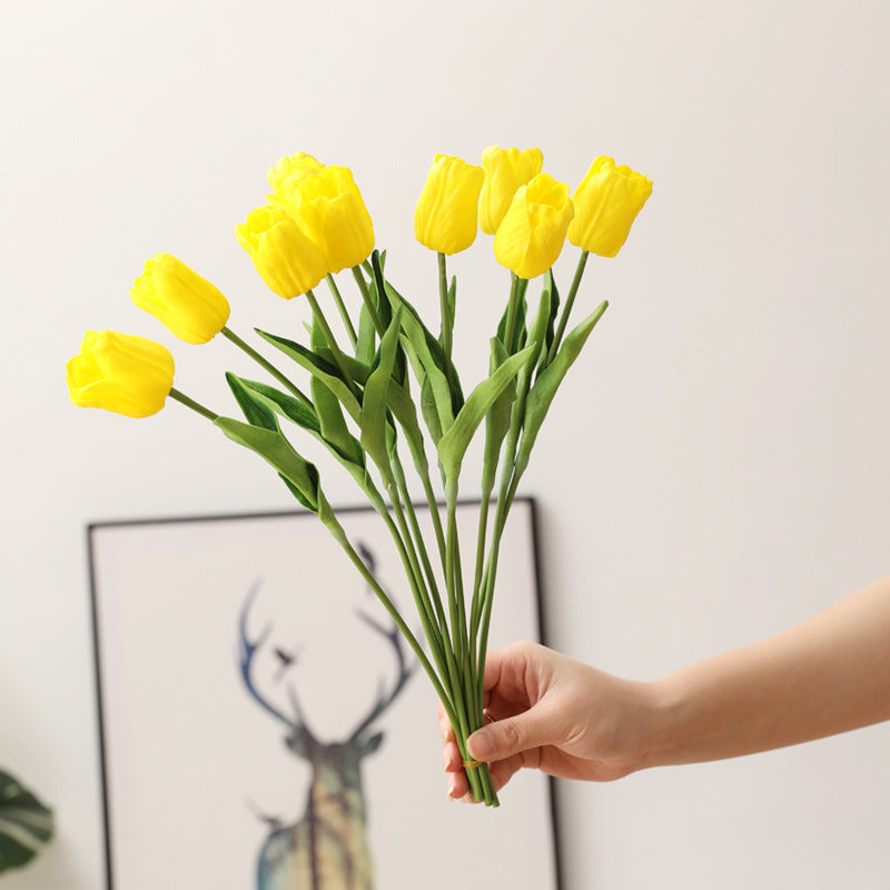 Lifelike Miniature PU Tulip Bouquet - Perfect for Wedding Decor and Home Decoration, No Maintenance Required, Allergy-Free