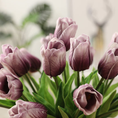 Lifelike Miniature PU Tulip Bouquet - Perfect for Wedding Decor and Home Decoration, No Maintenance Required, Allergy-Free