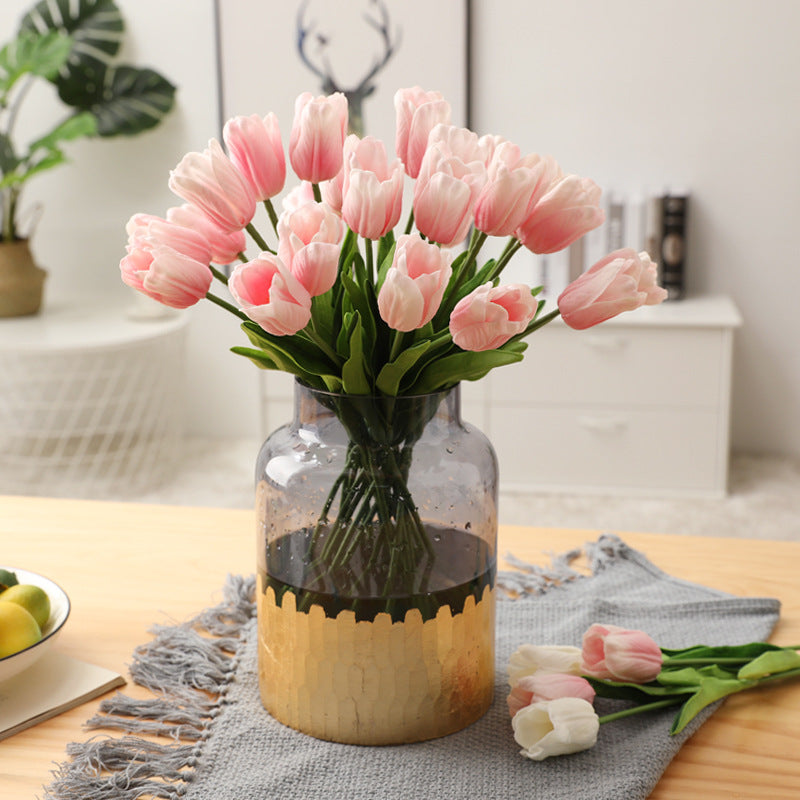 Lifelike Miniature PU Tulip Bouquet - Perfect for Wedding Decor and Home Decoration, No Maintenance Required, Allergy-Free