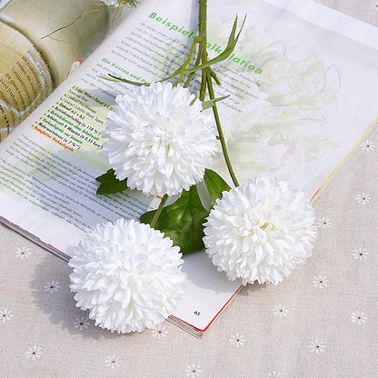 Single Stem 3-Head Dandelion Puff Ball – Realistic Artificial Flower Home Decor & Wedding Decoration Accent