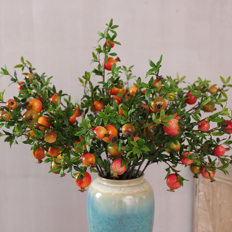 Realistic Faux Pomegranate Decorative Flowers for Home - Perfect New Year Floral Arrangements and Stylish Soft Furnishing Accents