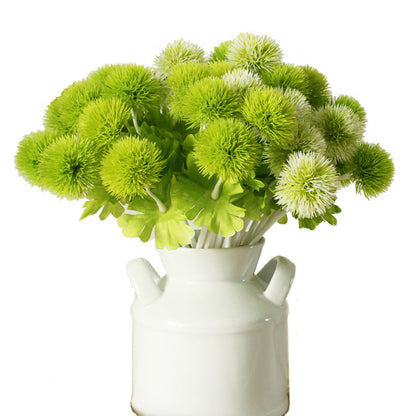 Fresh Single-Stem Faux Flower Decorative Greenery - Charming Artificial Green Balls, Hydrangeas, and Dandelions for Stunning Home Decor