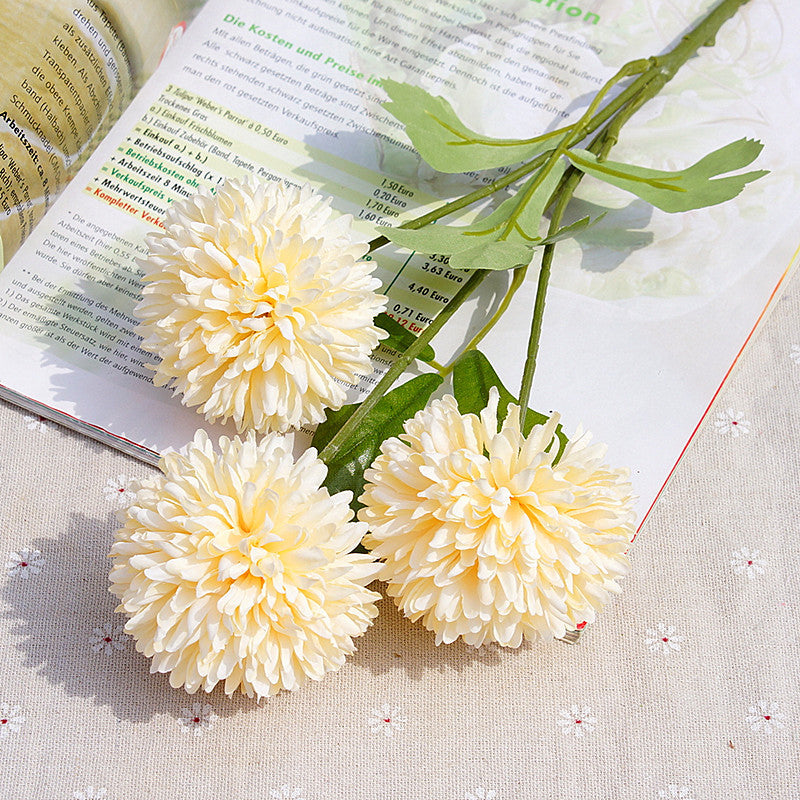 Single Stem 3-Head Dandelion Puff Ball – Realistic Artificial Flower Home Decor & Wedding Decoration Accent