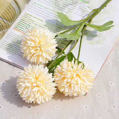 Single Stem 3-Head Dandelion Puff Ball – Realistic Artificial Flower Home Decor & Wedding Decoration Accent