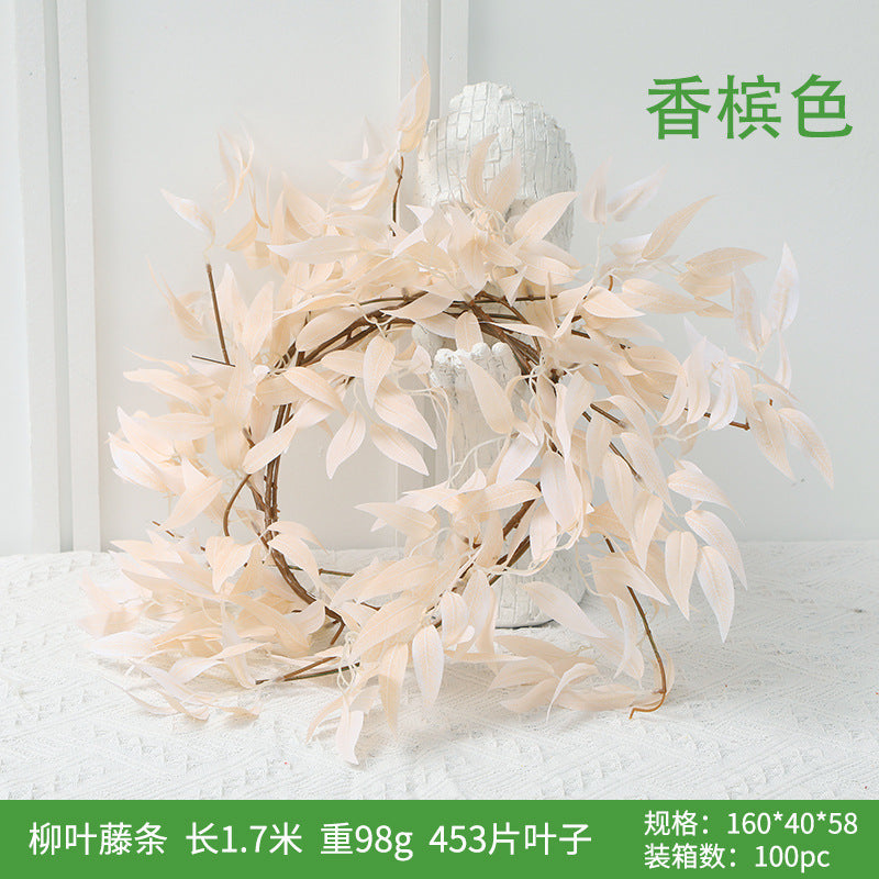 Stunning Wedding Decor: Realistic Willow Leaf Vines for Home Decoration - Perfect for Elegant Events and Everyday Aesthetics