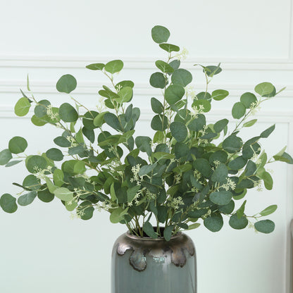 Realistic Faux Eucalyptus Leaves with Seed, Money Plant Artificial Flowers - Perfect Home Decor Accent for a Lifelike Touch in Any Space