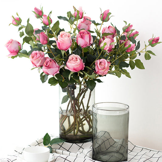 Elegant American Vintage-Inspired Artificial Bulgarian Rose Single Stem Bouquet – Perfect Home Décor Flower Arrangement for Your Living Room