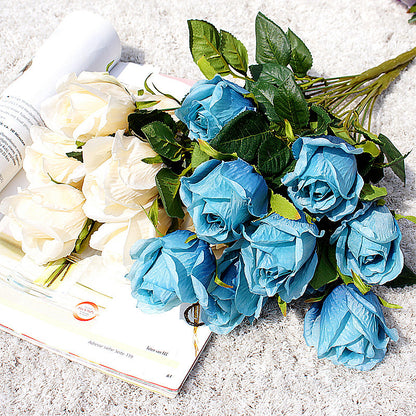 Stunning 9-Head Artificial Rose Bouquet with Diamond Accents - Perfect for Weddings, Photography, and Home Décor