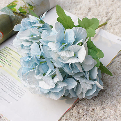 Stylish European-Inspired 5-Head Hydrangea Bouquet - Realistic Faux Flowers for Home Decor, Weddings, and Photography Backdrops