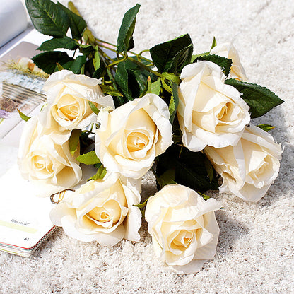 Stunning 9-Head Artificial Rose Bouquet with Diamond Accents - Perfect for Weddings, Photography, and Home Décor