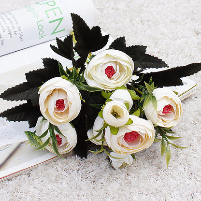 Stylish Silk Screen Snowflake Fabric 6-Branch Tea XH12 - Elegant Home Decor Mini Bouquet with Realistic Artificial Flowers