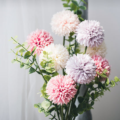 Realistic Faux Dandelion and Ball Chrysanthemum Artificial Flowers for Home Decor – Perfect for Living Room, Table Centerpieces, and Wedding Decorations