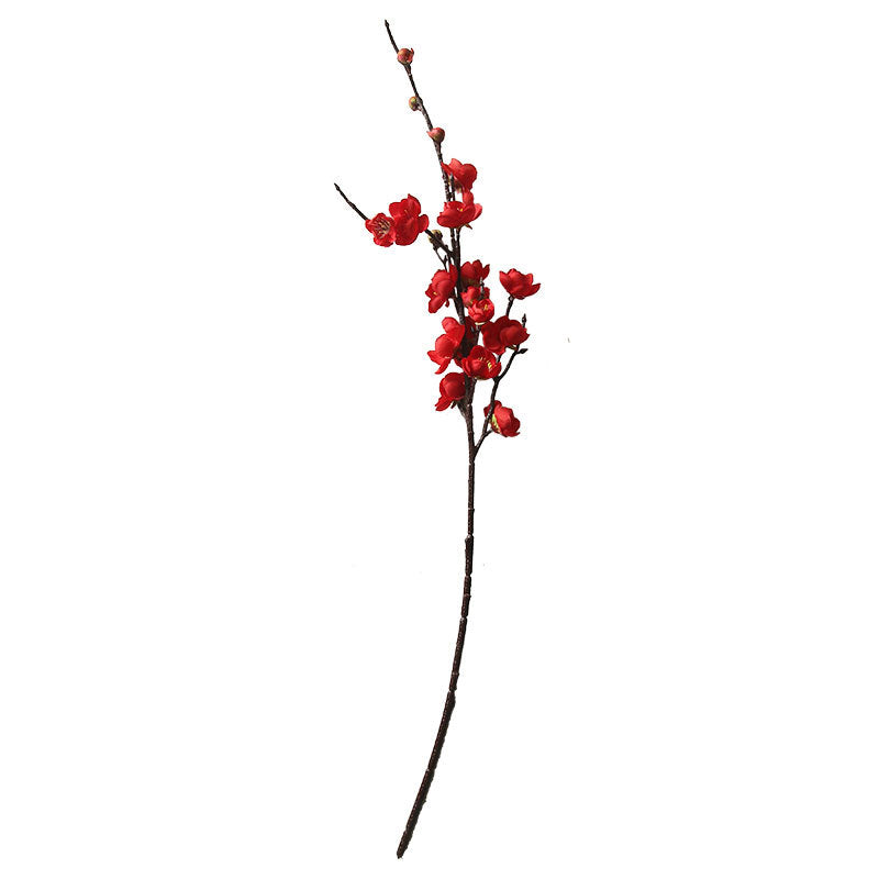 Realistic Fake Plum Blossom Decorative Plant - Perfect for Weddings & Home Decor - Trendy INS-Style Floral Wall Art with Elegant Rose Accents MW36891