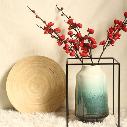 Realistic Fake Plum Blossom Decorative Plant - Perfect for Weddings & Home Decor - Trendy INS-Style Floral Wall Art with Elegant Rose Accents MW36891