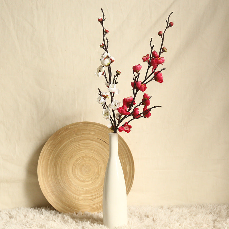 Realistic Fake Plum Blossom Decorative Plant - Perfect for Weddings & Home Decor - Trendy INS-Style Floral Wall Art with Elegant Rose Accents MW36891