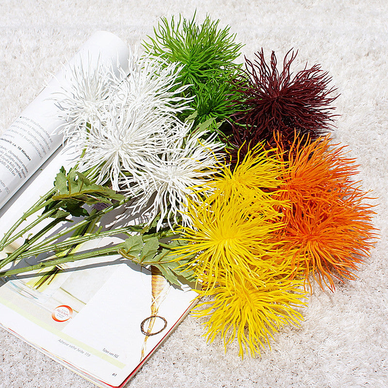 Stunning 5-Piece Faux Sea Urchin Spike Bouquet for Home Decor - Perfect for Weddings and Stunning Plant Wall Decorations