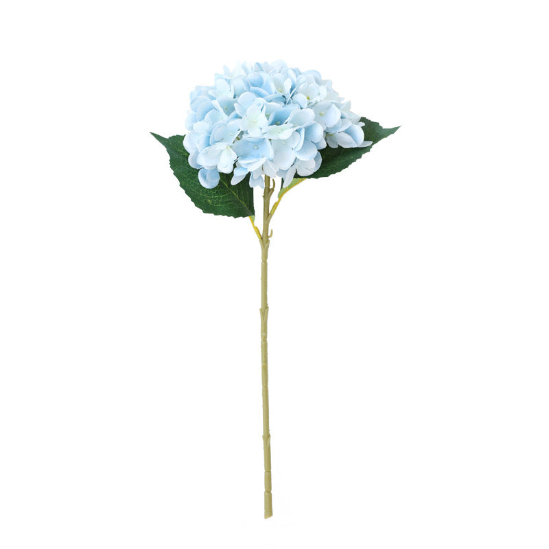 Realistic Hydrangea Single Stem with Two Leaves - Nordic Style Artificial Flowers for Weddings, Event Decorations, and Bouquets