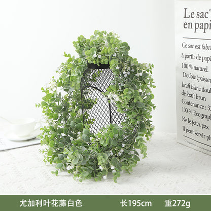 Realistic Rattan Vine with Floral Plastic Eucalyptus Leaves and Money Plant Vines for Exquisite Wedding and Home Decor