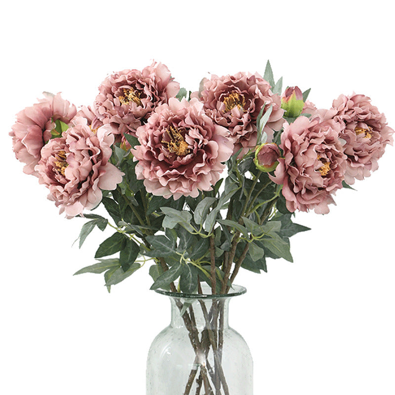 Life-Like Peach Blossom and Peony Artificial Flowers for Stunning Wedding Photography and Home Decor - Elegant Western Roses Included