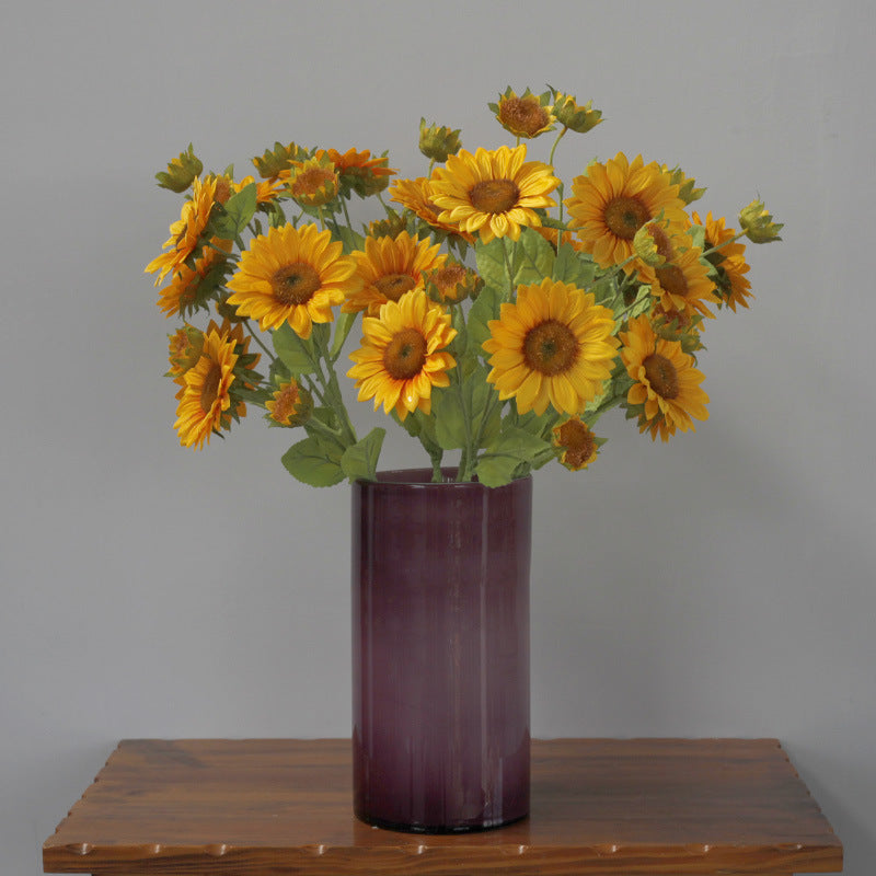 Modern European Style 7-Head Artificial Sunflower Arrangement - Stunning Silk Flowers for Weddings, Home Decor, and Photography