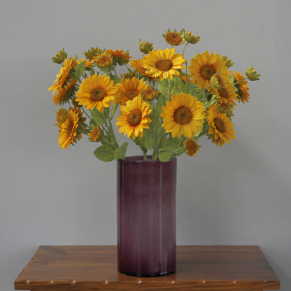 Modern European Style 7-Head Artificial Sunflower Arrangement - Stunning Silk Flowers for Weddings, Home Decor, and Photography