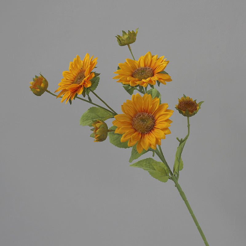 Modern European Style 7-Head Artificial Sunflower Arrangement - Stunning Silk Flowers for Weddings, Home Decor, and Photography