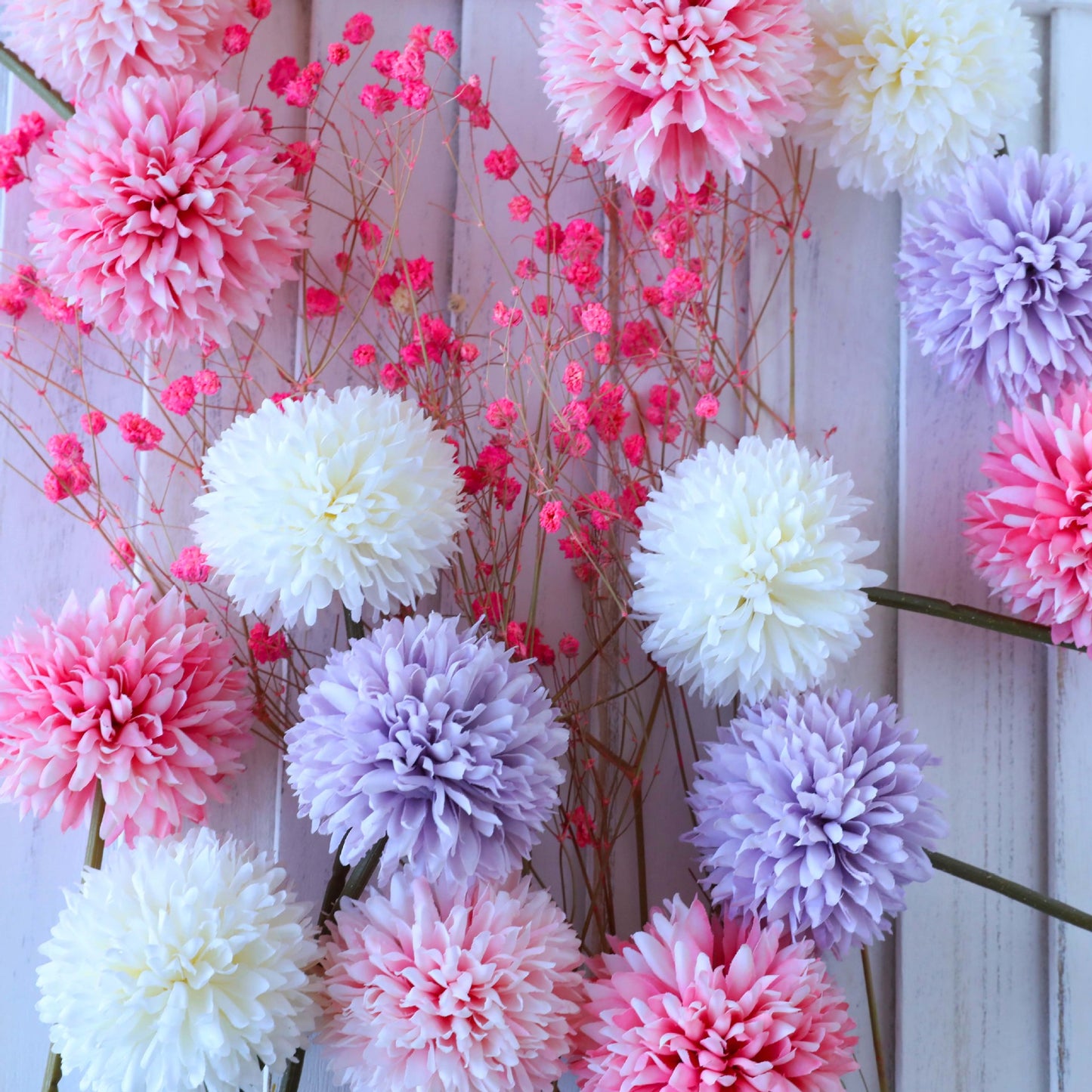 Realistic Faux Dandelion and Ball Chrysanthemum Artificial Flowers for Home Decor – Perfect for Living Room, Table Centerpieces, and Wedding Decorations