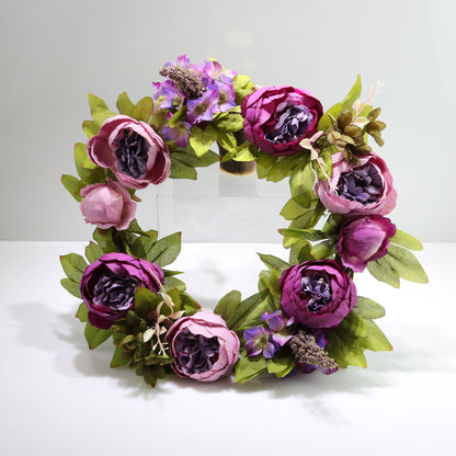 Stunning Faux Flower Christmas Wreath with Silk Peony, Perfect for Wedding Decor and Seasonal Celebrations – Elegant Vine Design for Your Holiday Home