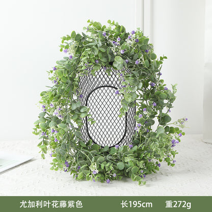 Realistic Rattan Vine with Floral Plastic Eucalyptus Leaves and Money Plant Vines for Exquisite Wedding and Home Decor