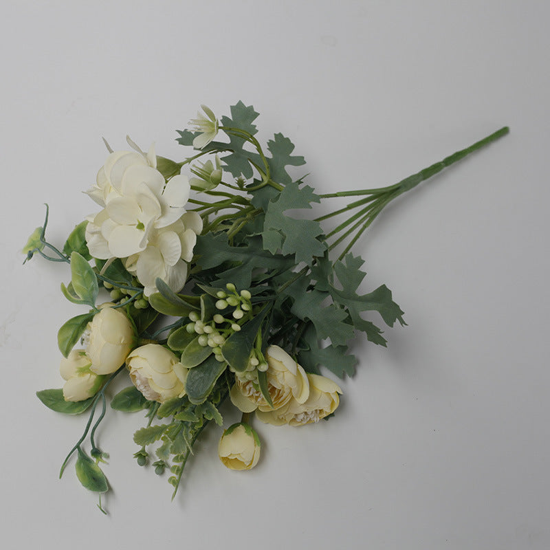 Elegant Faux Floral Table Centerpiece Arrangement with Elsa Hydrangea and Camellia - Perfect for Weddings, Event Decor, and Photography