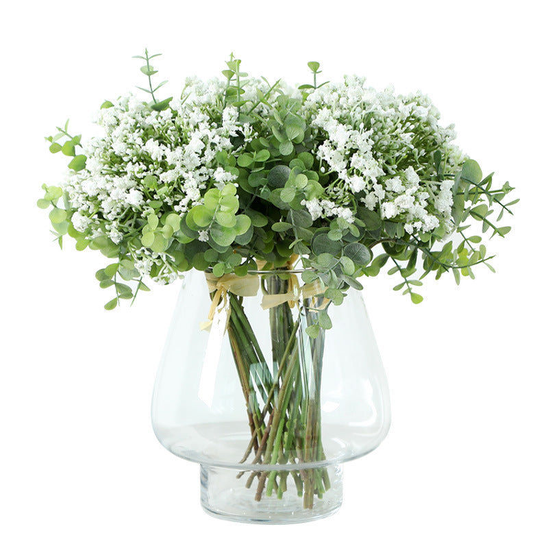 Elegant Faux Eucalyptus and Babys Breath Bouquet - Stunning Home Decor for Weddings and Events, Realistic Potted Greenery