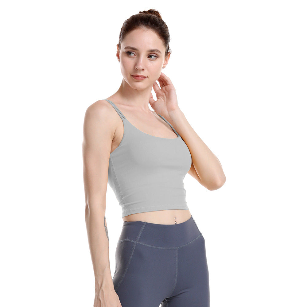 Chic Spring Summer Fitness Sports Bra Tank Top for Women Cropped Yoga Shirt with Back Design and Breathable Fabric for Comfort