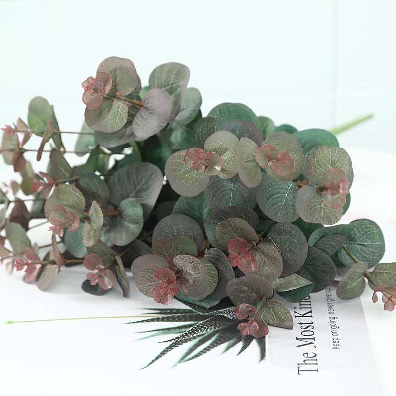 Realistic 5-Branch Faux Money Eucalyptus Plant for Stylish Home Decor - Lifelike Greenery and Vibrant Flowers, Perfect for Any Space