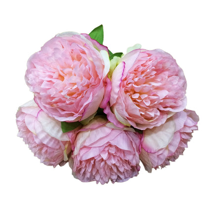 Stunning Faux Peony Bouquet with 5 Blooms - Elegant European Wedding Decoration - Realistic Silk Peonies for Bridal Bouquets & Floral Arrangements